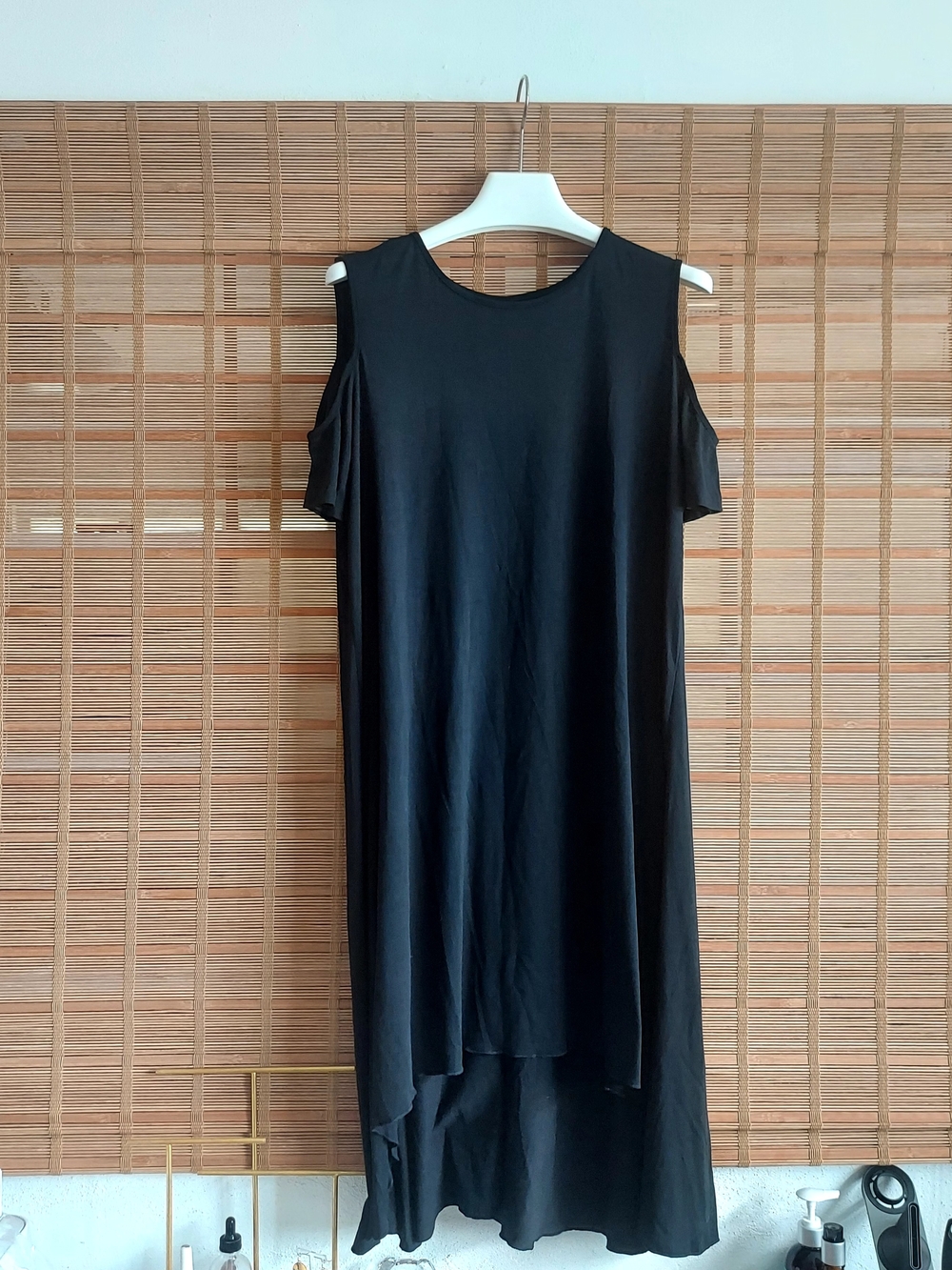 Women's Black Cold-Shoulder High-Low Dress
